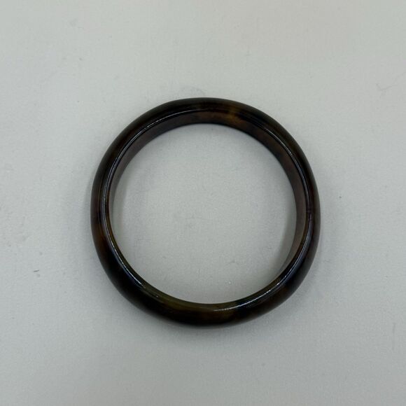 Vintage Tortoiseshell Bangle Bracelet | Lucite/Resin/Acrylic Brown Swirl | Hefty - Picture 4 of 7